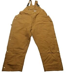 Carhartt Firm Duck Insulated Bib Overall Mens 5XL Brown Loose Fit Workwear‎